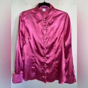 Pink Silky Long Sleeve Blouse